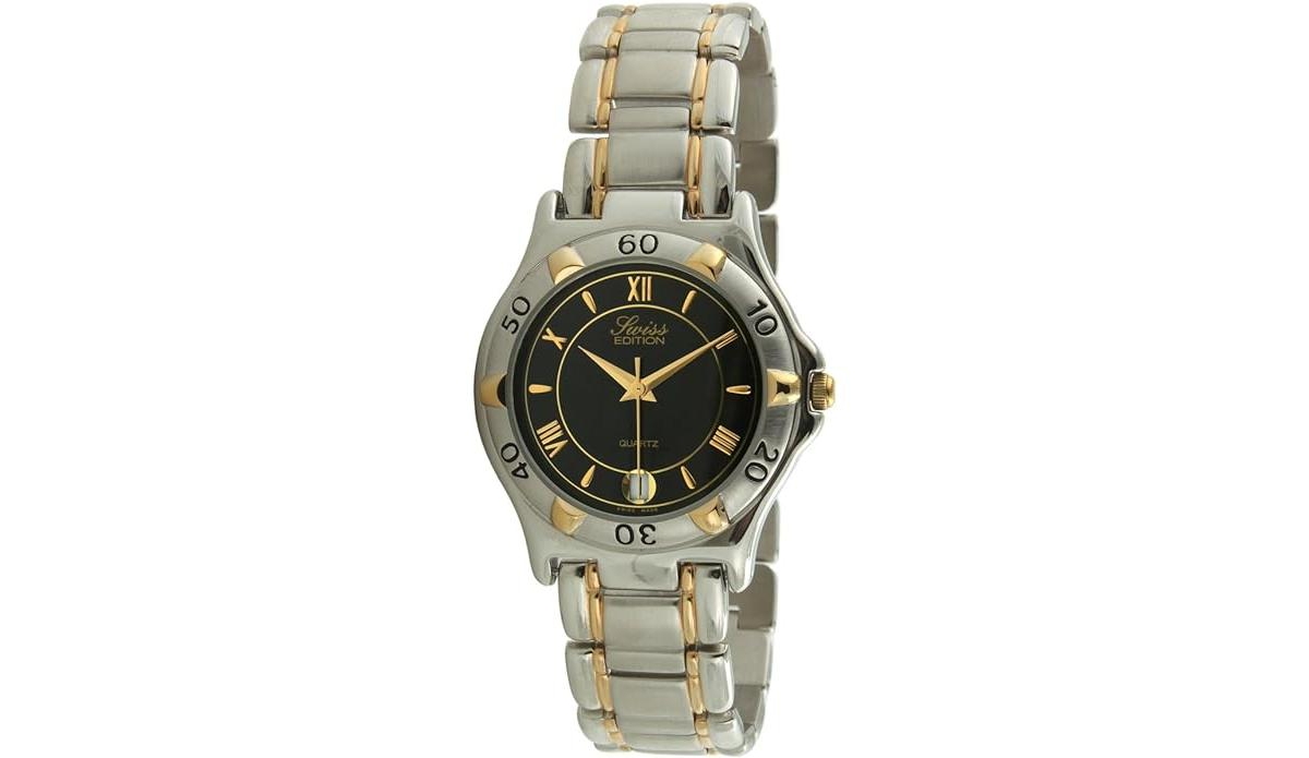 Men's Two-Tone Bracelet Watch with Two Tone Gold Plated & Silver Sport Bezel - Silver