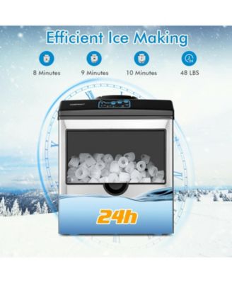 2-in-1 Stainless Steel Countertop Ice Maker with Water Dispenser