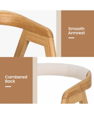 Leisure Bamboo Dining Chair with Curved Back and Anti-slip Foot Pads