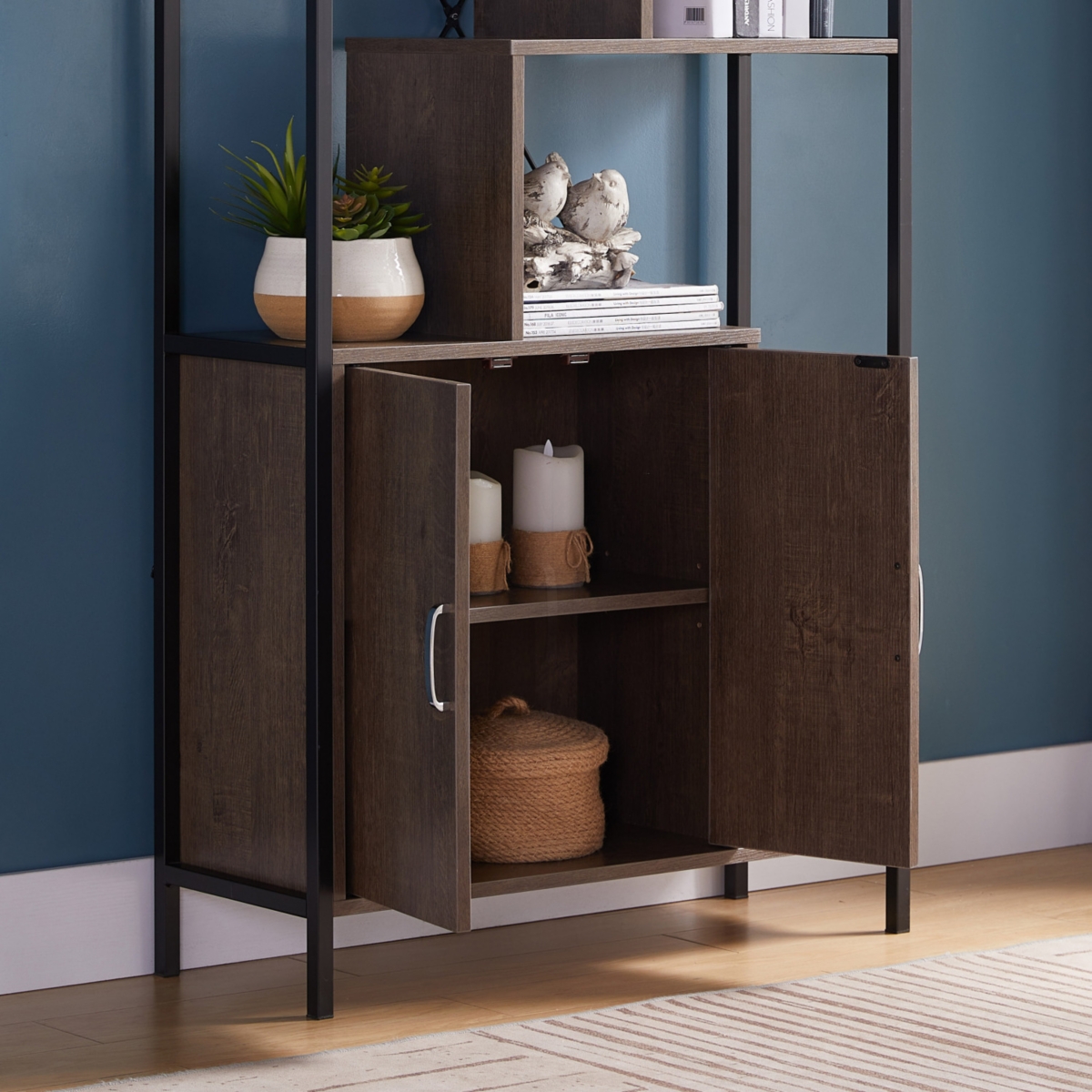 Simplie Fun Bookcase Walnut Oak Black