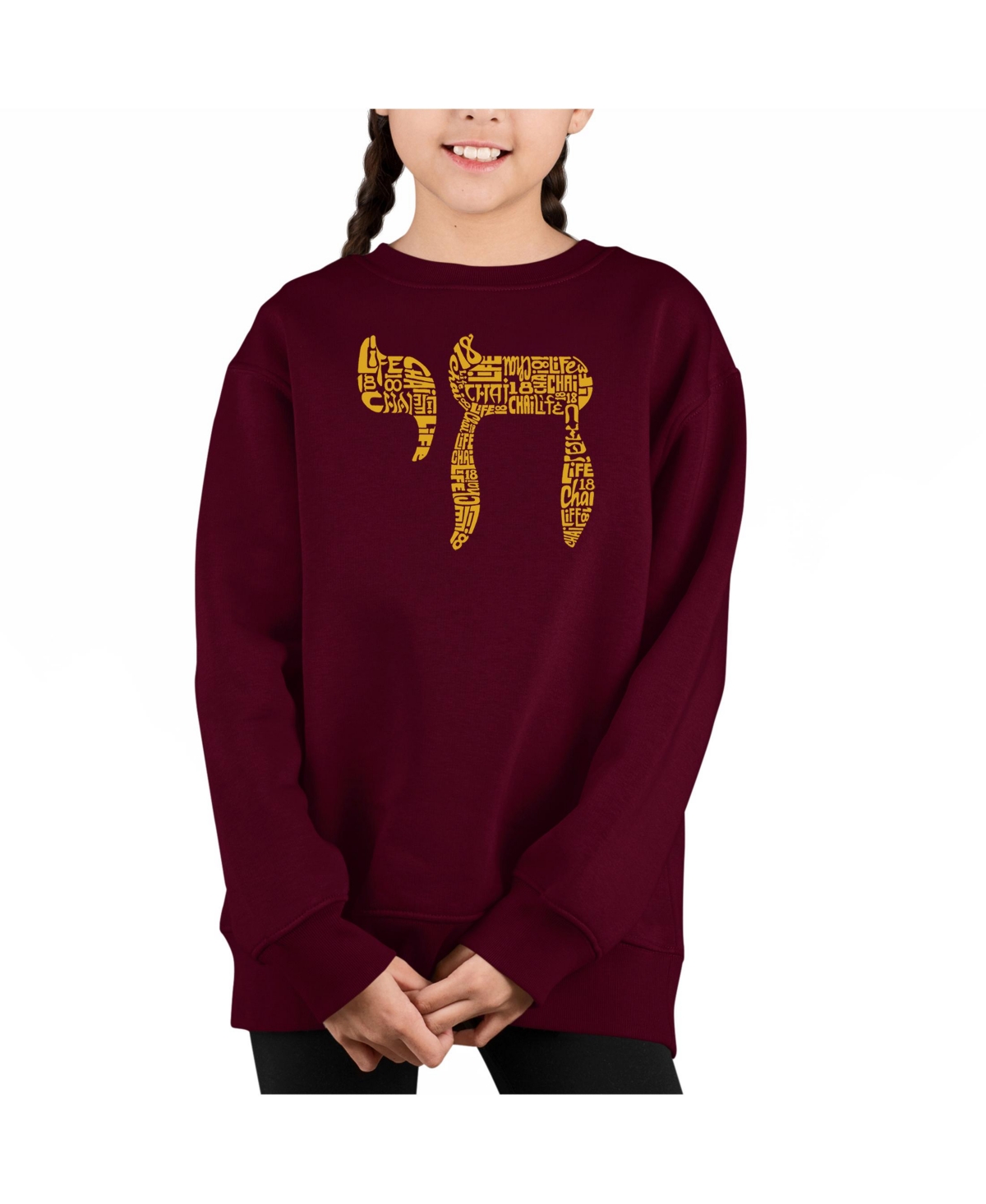 La Pop Art Girls Chai Word Art Crewneck Sweatshirt