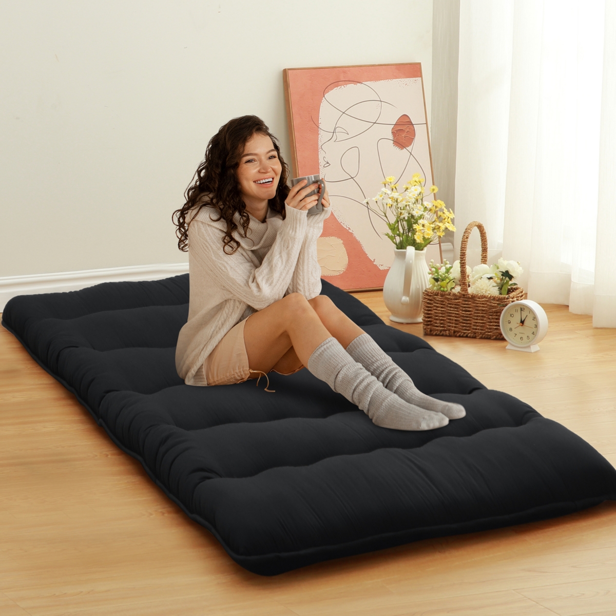 Caromio Size Futon Mattress Floor Mattress Pad Portable Dorm Sleeping Pad, 39