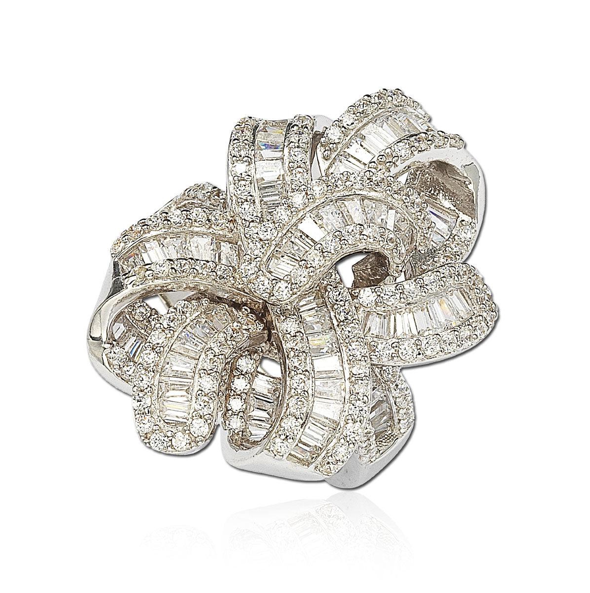 Suzy Levian Sterling Silver Cubic Zirconia Art Deco Wrap Ring - White