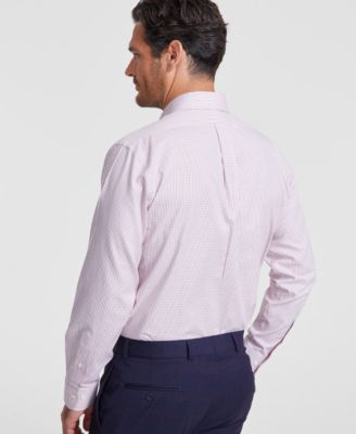 Men’s Regular Fit Non-Iron Spread Collar Check Pinpoint Dress Shirt