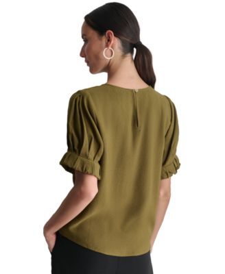 Women's Puff-Sleeve Pleated Blouse