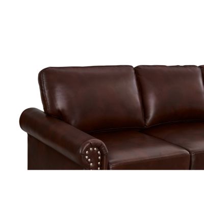 Living Room Sofa Loveseat Chair Burgundy Faux Leather