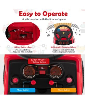 Kids Push Ride On Fire Truck with Ladder Bubble Maker and Headlights