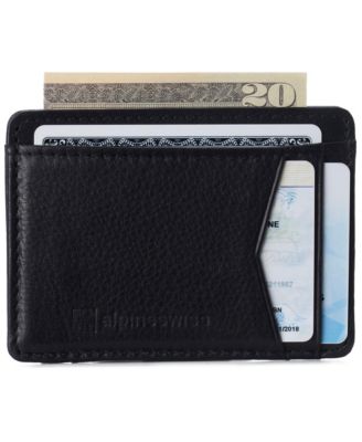 Men RFID Safe Minimalist Front Pocket Wallet Leather Thin Card Case