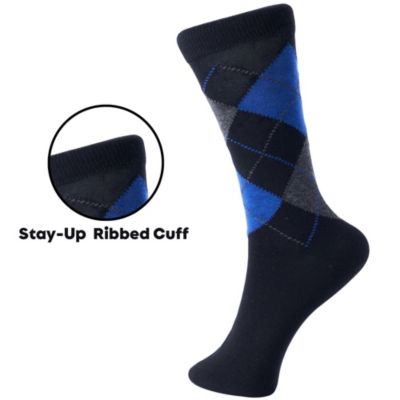 Men's Dress Socks 6 Pair Crew Sock Cotton Dress Socks for Men Solid Ribbed Argyle Pattern Multicolor Fun Designs