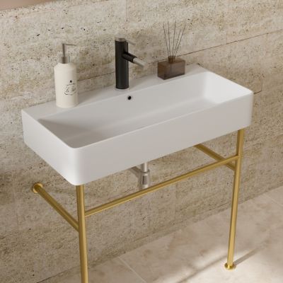  Bathroom Console Sink with Gold Legs