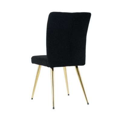 Teddy Wool Dining Chairs with Goldplated Legs (Set of 4)