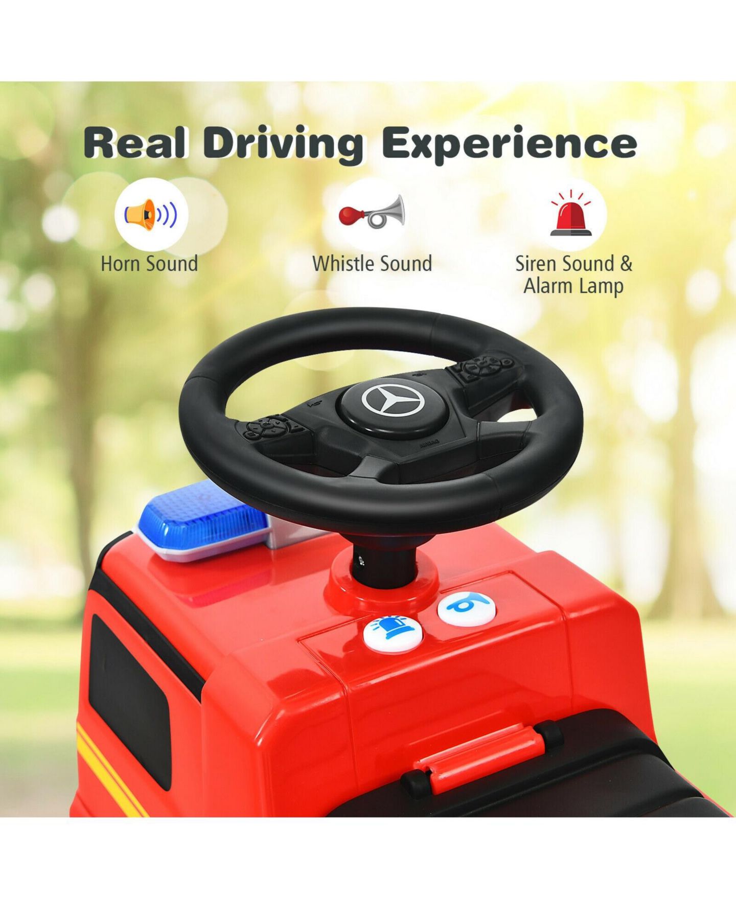 Детская игрушка SUGIFT Licensed Mercedes Benz Fire Engine Racer Ride-On Push Car, Ages 1+ — фото 4