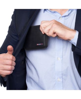 Unisex RFID Safe Zipper Wallet Genuine Leather Zip Around Bifold