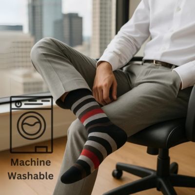 Men's Dress Socks 6 Pair Crew Sock Cotton Dress Socks for Men Solid Ribbed Argyle Pattern Multicolor Fun Designs