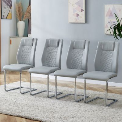 Set of 6 Faux Leather Cushioned Side Chairs