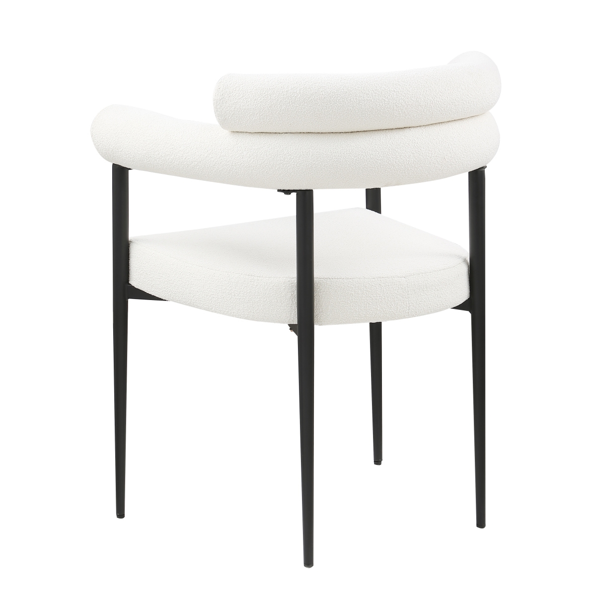 Streamdale Furniture Mid Century Dining Chairs Set with Boucle Backrest - White+black