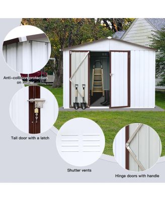 Streamdale Metal Garden Sheds 10FTx8FT Outdoor Storage Sheds White+Coffee