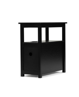  Black End Table with Charger & Narrow Nightstand