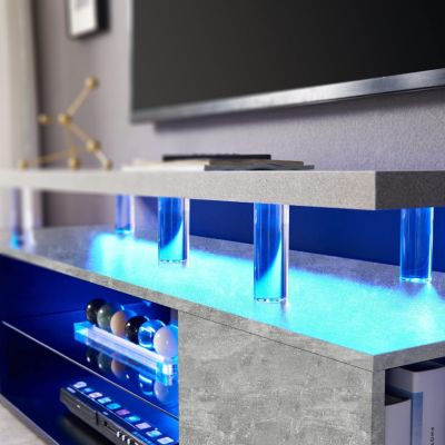 Streamdale Gray 70 Inch TV Stand with LED Gaming Console