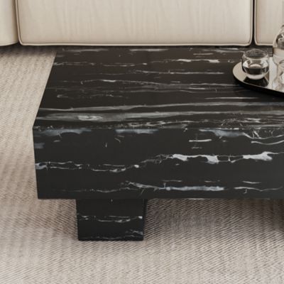 Streamdale Modern Black Coffee Table with Patterns, 43.3"x21.6"x17.2"