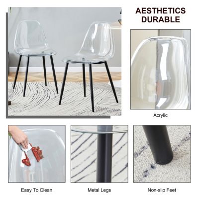 Glass Table & Chairs - Black Metal