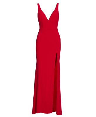 Women's Ieena Plunge Neck High Slit Gown
