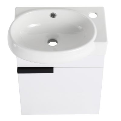 Soft Close Doors Bathroom Vanity With Sink, 16 Inch For Small Bathroom