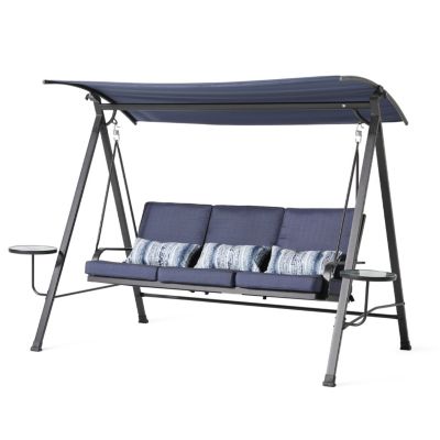 Steel 3-Seater Swing Porch Swing With Canopy