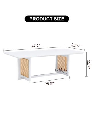 Solid Wood and Rattan Coffee Table Set