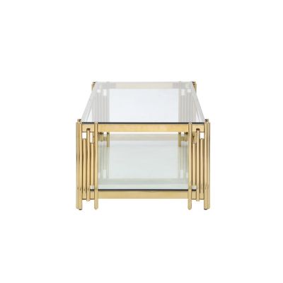  Golden Stainless Steel Double Layer Coffee Table