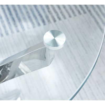 Modern Round Tempered Glass End Table With Chrome Legs