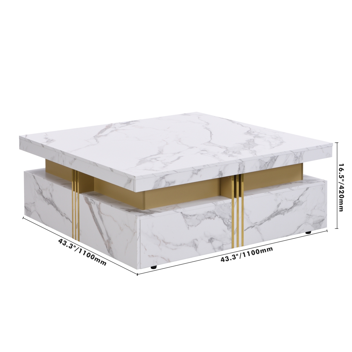 Streamdale Modernsquare Storage Coffee Table With 4 Drawers