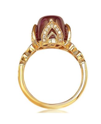 Suzy Levian Sterling Silver Cubic Zirconia Purple Cabochon Cocktail Ring