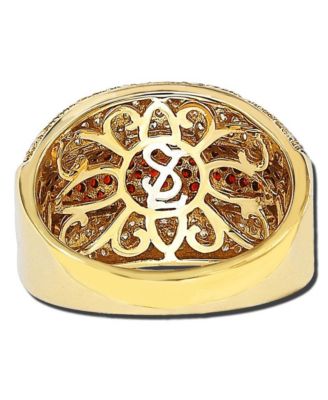 Suzy Levian Sterling Silver Cubic Zirconia Three Row Pave Puff Ring