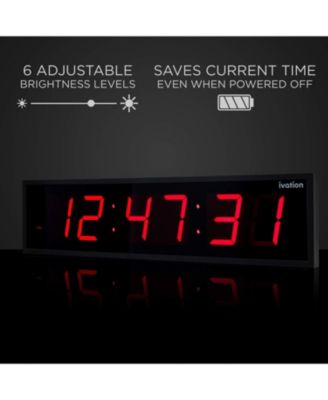 Large Digital Clock, 48" LED Wall Clock with Alarms, Timer & More