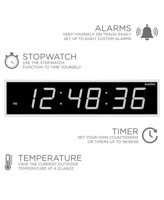 Large Digital Clock, 36" LED Wall Clock with Alarms, Timer & More