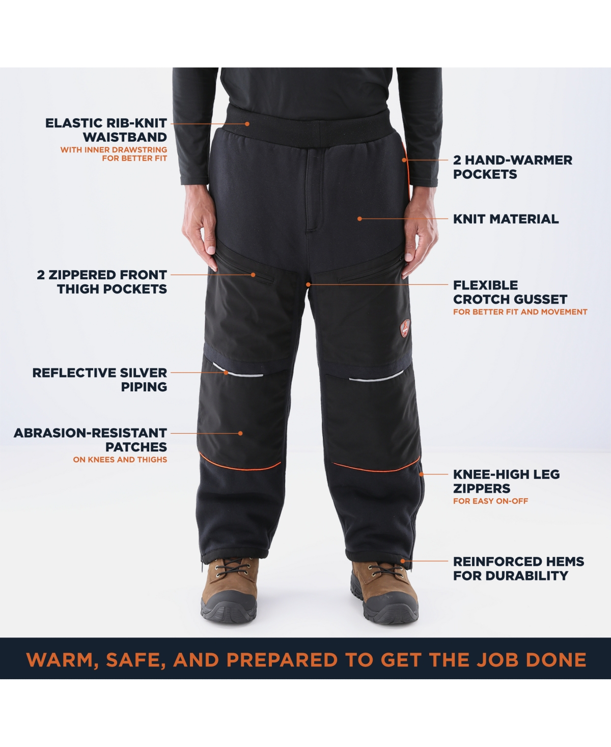 RefrigiWear Men's PolarForce Insulated Sweatpants - Lightweight, Moisture-Wicking, Durable Cold Weather Performance Workwear