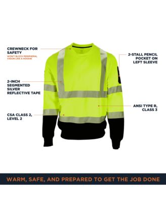 Men's HiVis Crewneck Sweatshirt with Reflective Tape - High Visibility Safety Pullover