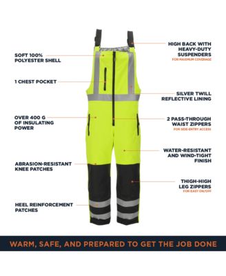 Men's Hi Vis Insulated Softshell High-Bib Overalls, -20&deg;F (-29&deg;C)