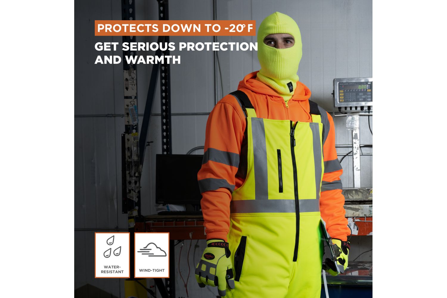 Men's Hi Vis Insulated Softshell High-Bib Overalls, -20&deg;F (-29&deg;C)