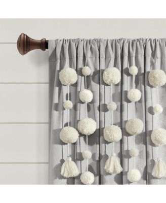 Boho Pom Pom Tassel Linen Window Curtain Panel