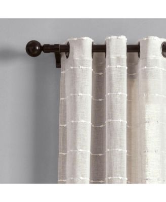 Farmhouse Textured Grommet Sheer Window Curtain Panels