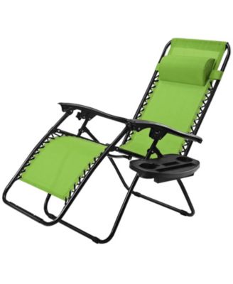 Outdoor Folding Zero Gravity Reclining Lounge Chair with Utility Tray