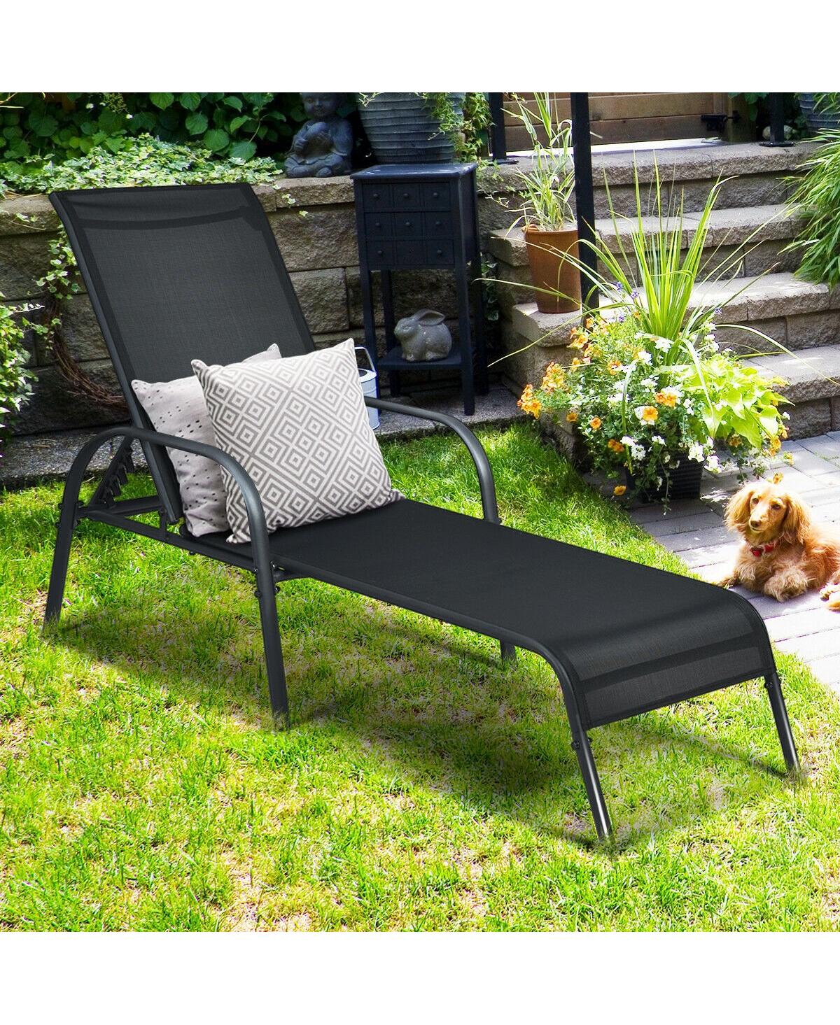 Slickblue Adjustable Patio Chaise Folding Lounge Chair with Backrest