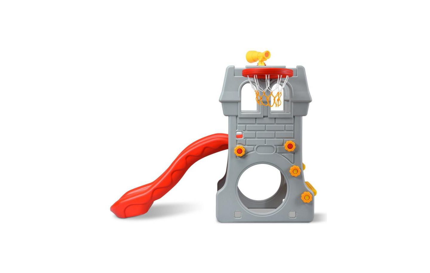 Детский игровой набор Slickblue 5-in-1 Toddler Climber Slide Playset with Basketball Hoop and Telescope, 110 lbs Capacity, 3–8 лет, цвет: Серый — фото 8