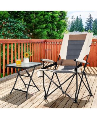 Camping Folding Chair w/ Cup Holder 330 LBS Load Capacity for Picnic Camping