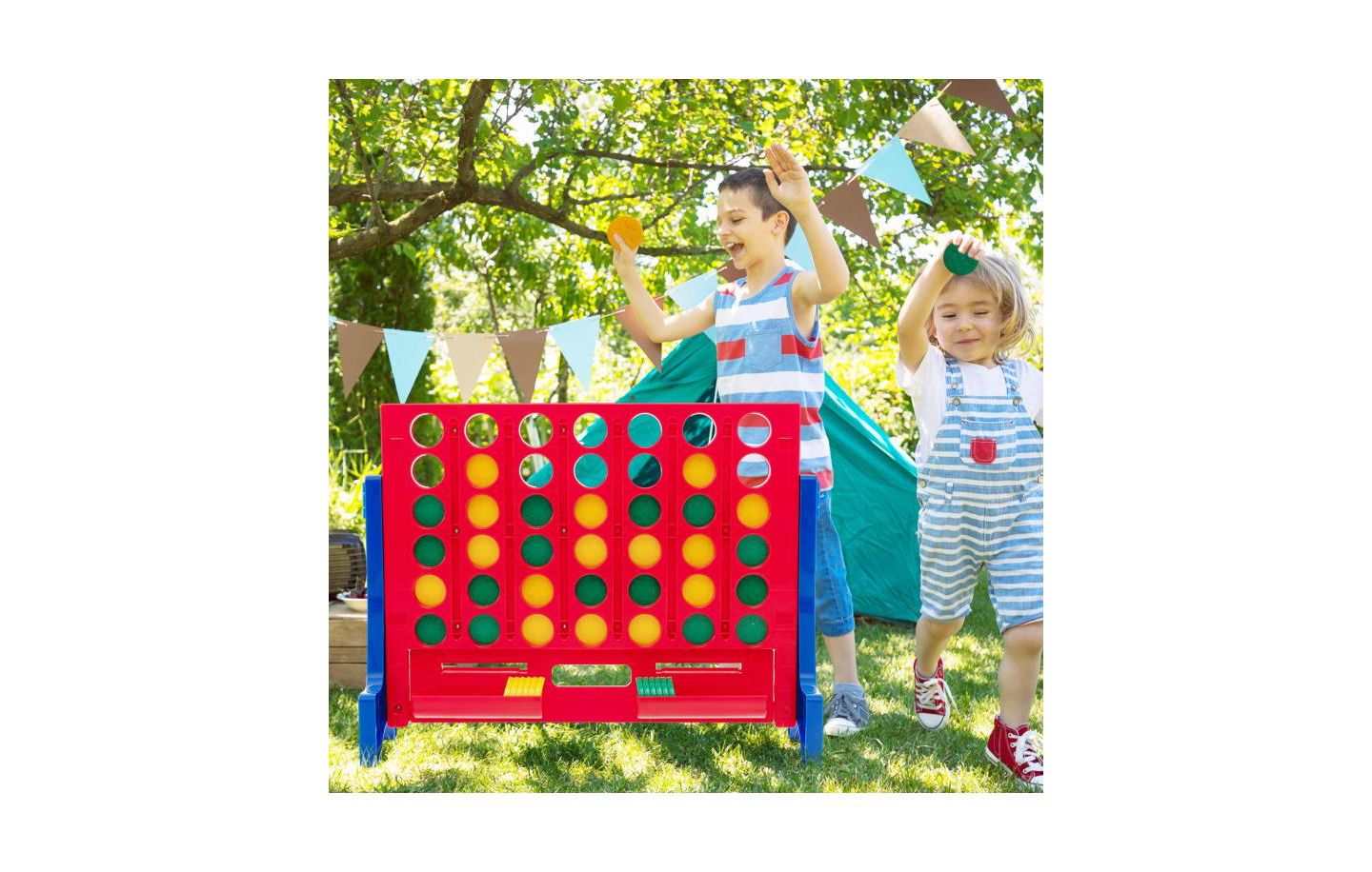 Детские фигурки Slickblue Jumbo 4-to-Score Connect Game Set with Carrying Bag and 42 Coins, цвет: Синий — фото 2