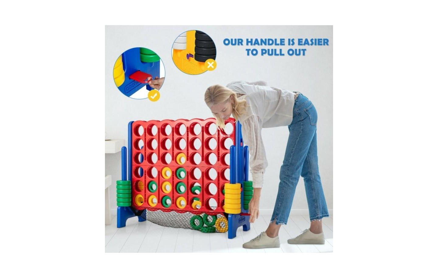 Детские игрушки Slickblue 4-to-Score Giant Game Set with Ring Netting, Ages 3+, цвет: Красный / Синий — фото 8