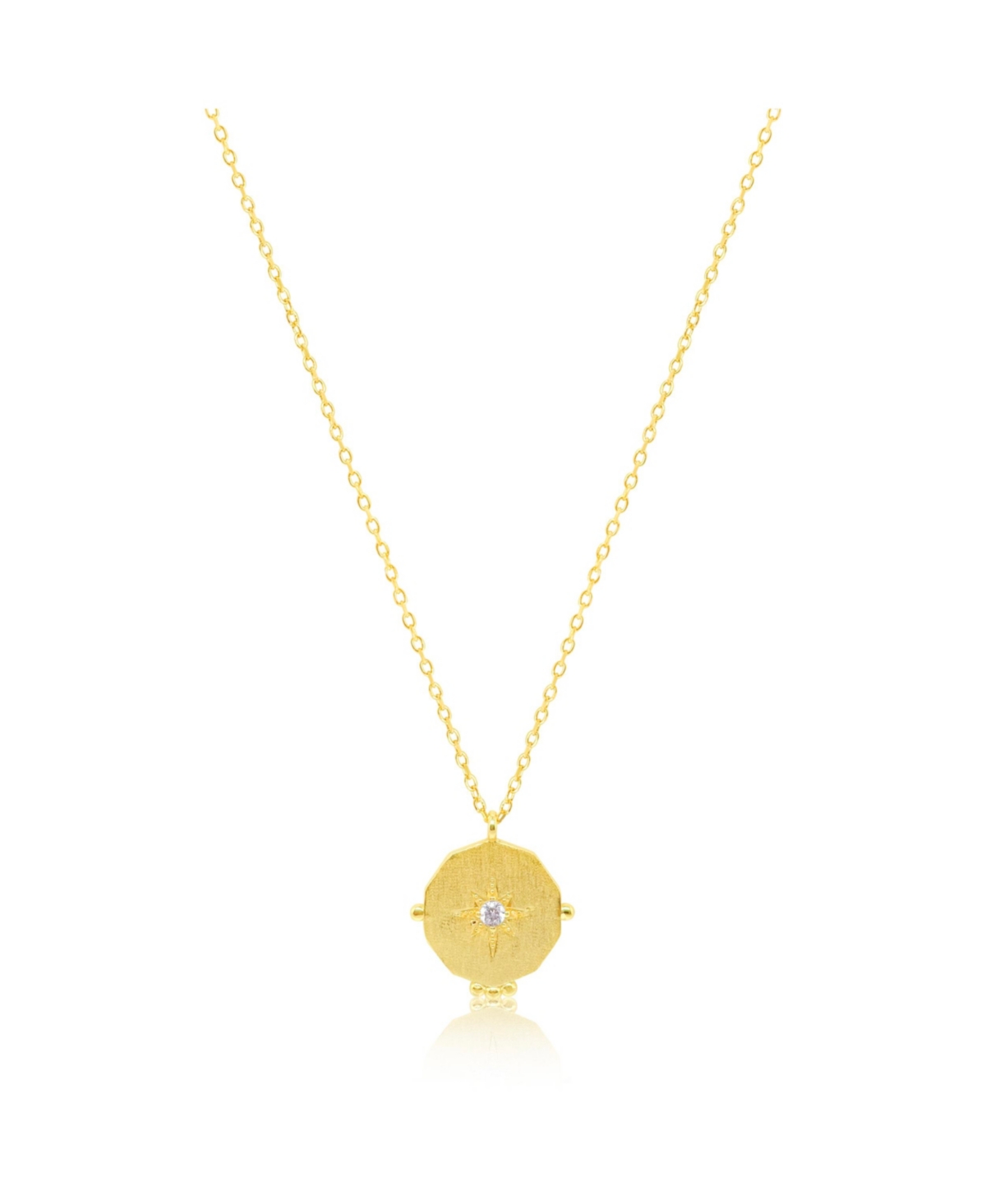 Yellow Gold Tone Cz Starburst Locket Necklace - Yellow