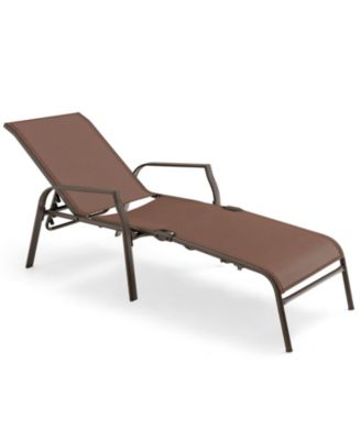 2 Pieces Patio Folding Chaise Lounge Chair Set with Adjustable Back-Brown